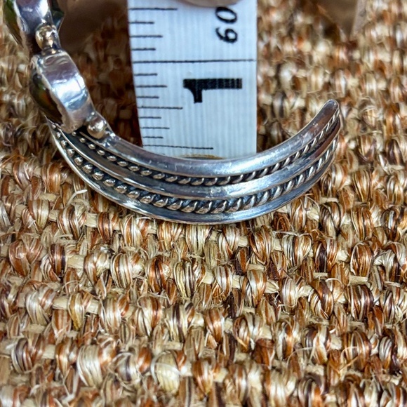 Unique Sterling Silver Cuff Bracelet w/ gold leaf appliqué iridescent gemstones - Picture 11 of 13